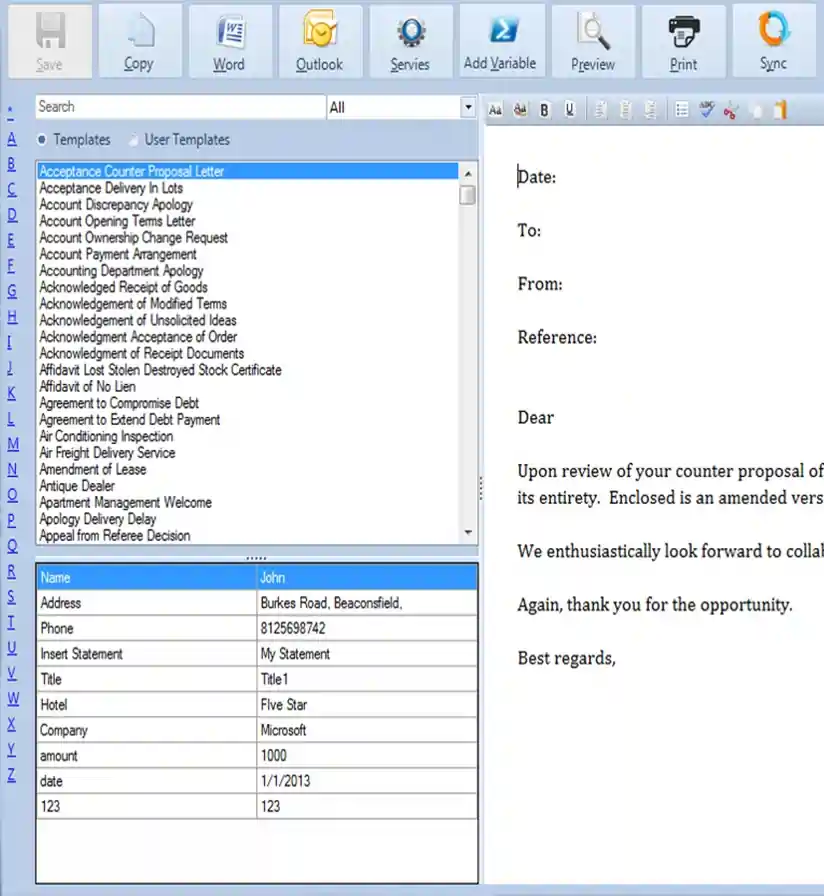 Business Letters Template Manager - 02